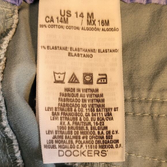 Dockers Women Chino Pants Size 14 Blue Green Stretch Cotton Casual Work Trousers - Picture 8 of 10